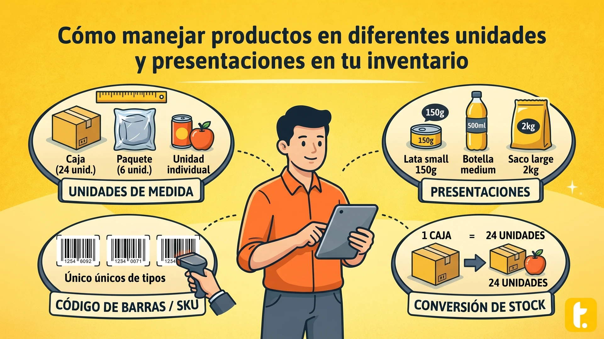 Usuario de Treinta llevando su inventario con un sistema